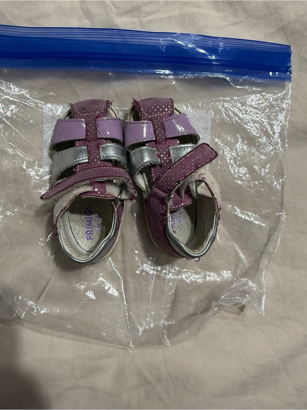 Primigi Kids Purple and Silver Velcro Sandals